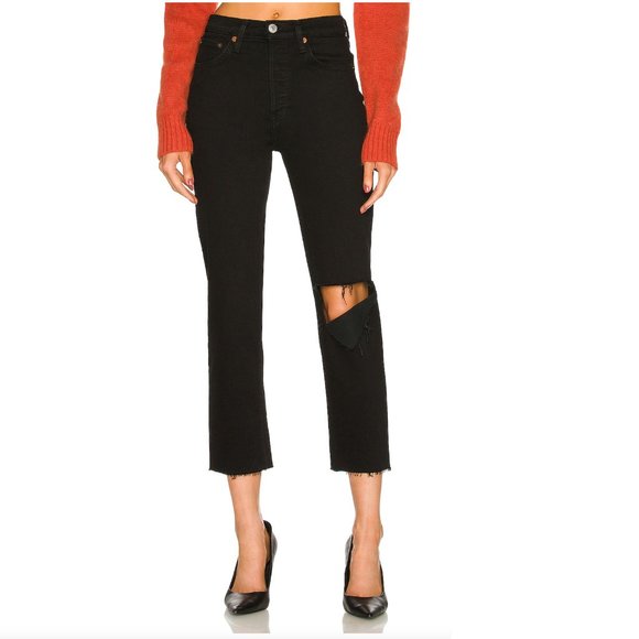 Re/Done Denim - RE/DONE Black 70's Stove Pipe Jeans